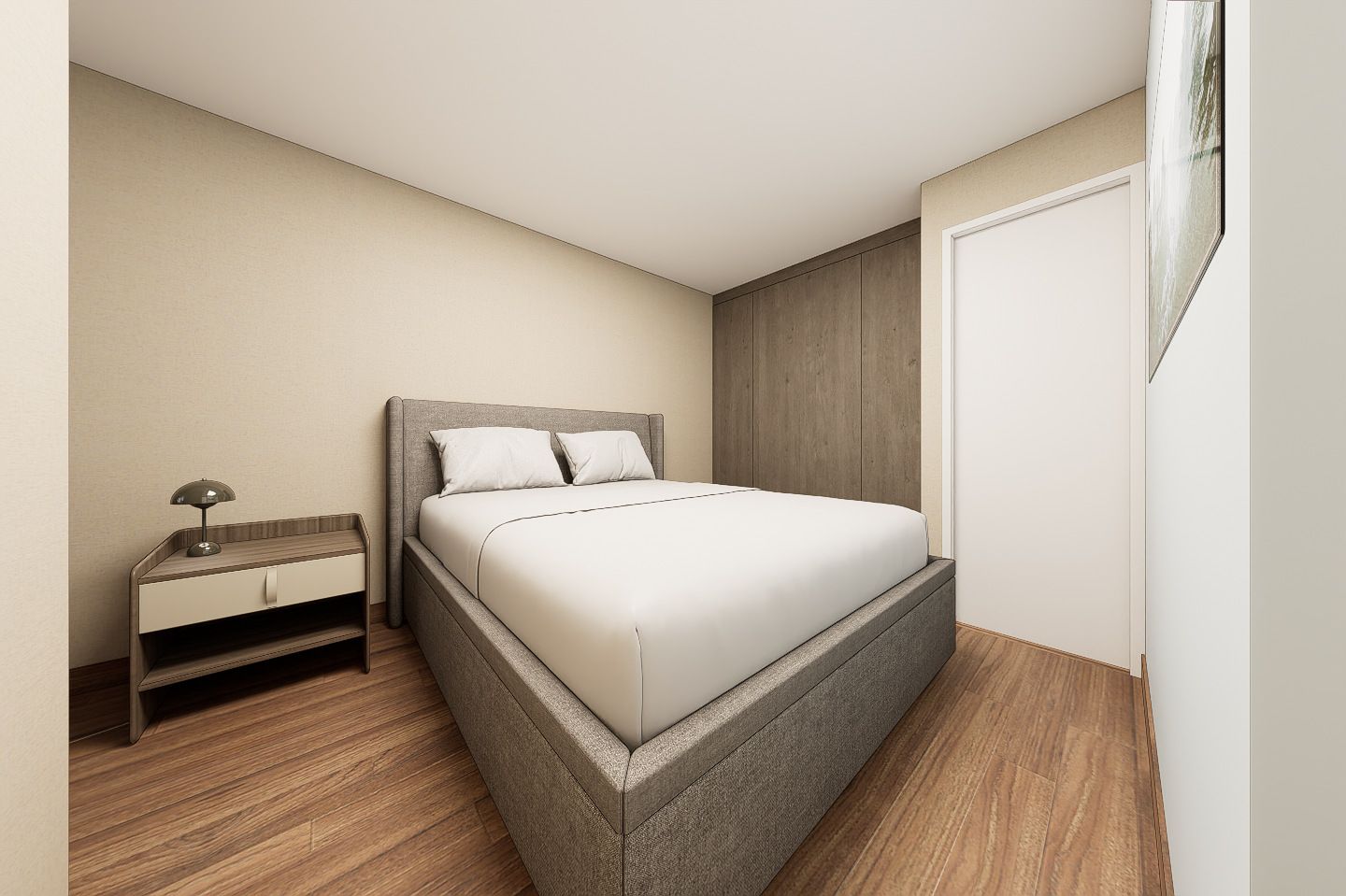 Render del dormitorio principal del proyecto Boris