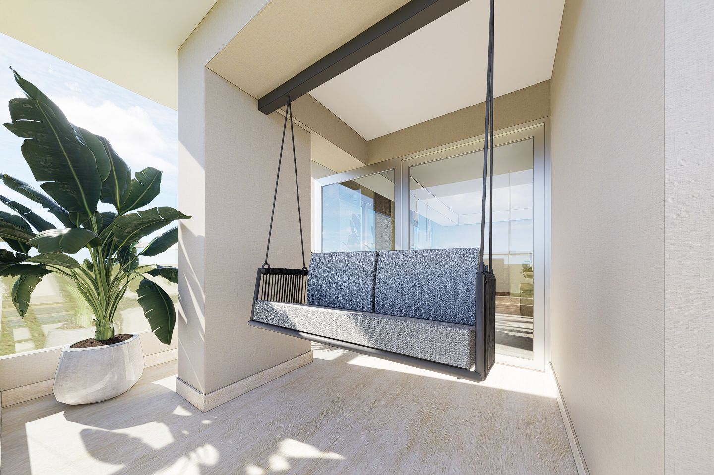 Render de la terraza del proyecto residencial Boris