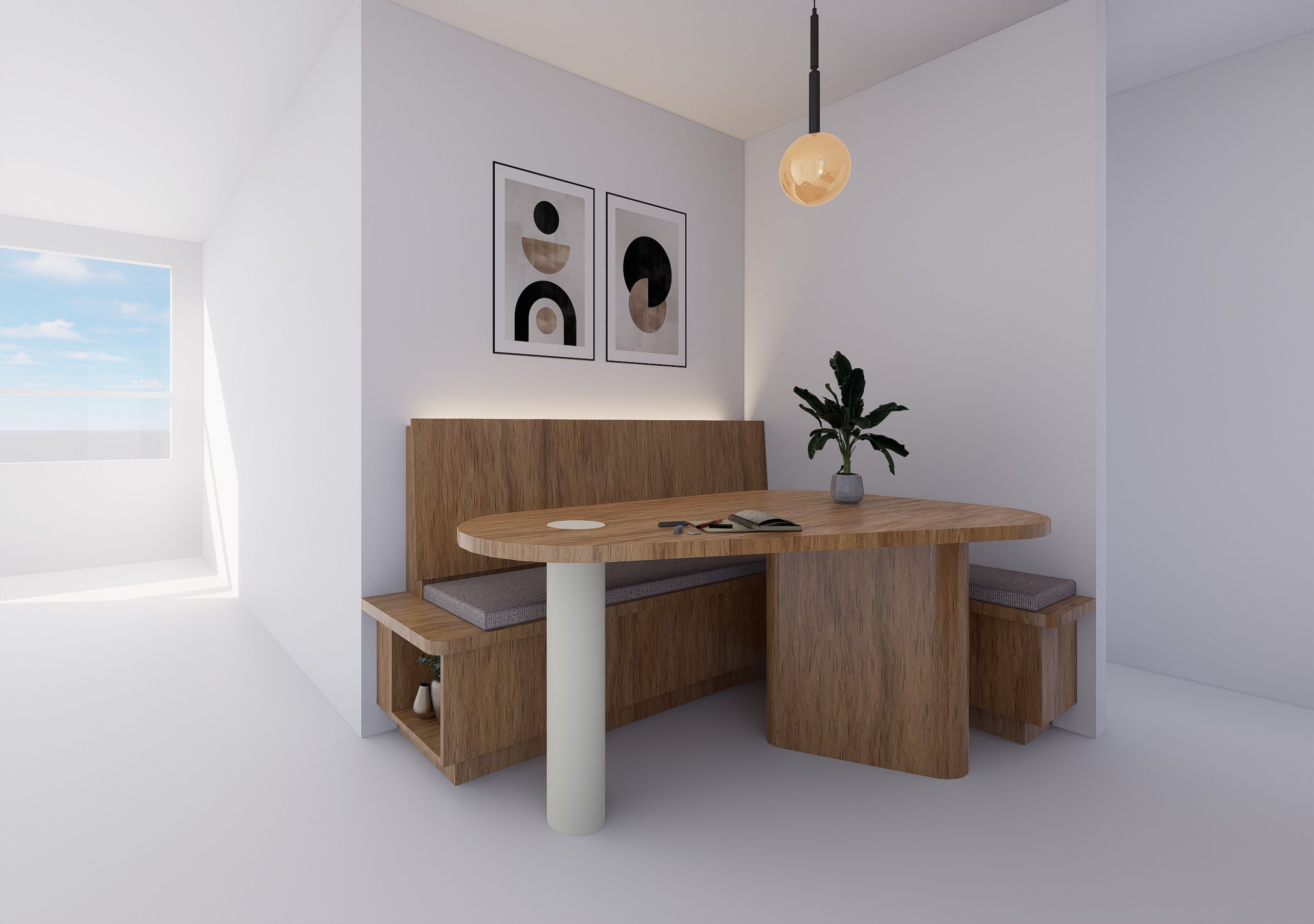 Render del comedor Amado